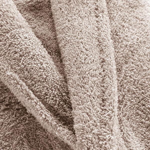 Terry bathrobe – sauna robe for her & him – light brown, one size – soft cotton, absorbent, skin-friendly, collar, pockets, adjustable