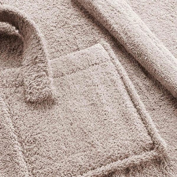 Terry bathrobe – sauna robe for her & him – light brown, one size – soft cotton, absorbent, skin-friendly, collar, pockets, adjustable
