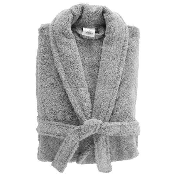 Peignoir en éponge – peignoir de sauna pour elle & lui, coton de qualité – gris, taille unique avec taille réglable – doux, moelleux & absorbant