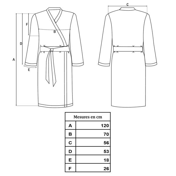 Peignoir en éponge – peignoir de sauna pour elle & lui, coton de qualité – gris, taille unique avec taille réglable – doux, moelleux & absorbant