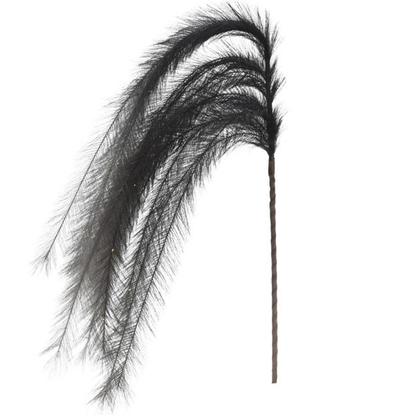 Decorazione illuminata 6 piume, decorazione di piume con LED e funzione timer, nero, 130 cm