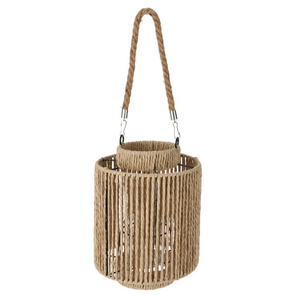 Lanterna in materiale naturale, lanterna con manico, marrone, 19,5 x 19,5 cm