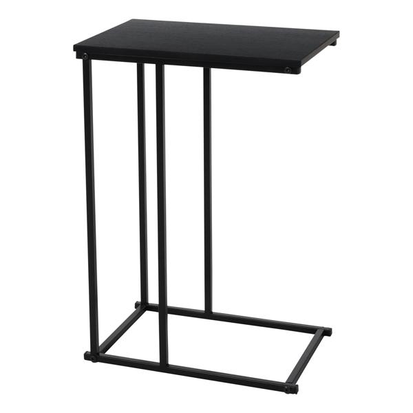 Slide-under coffee table – functional C-shaped side table – black, 40x26x58 cm – metal & MDF – space-saving for sofa & bed