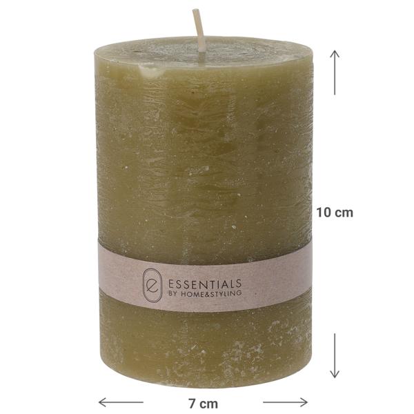 Candela a colonna oliva, Ø 7 x altezza 10 cm