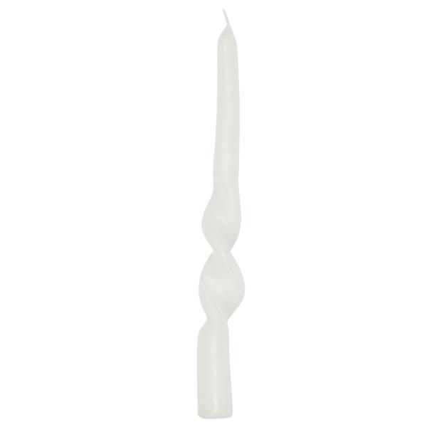 Candela decorativa, forma attorcigliata, set di 2, candela d‘atmosfera, bianca, Ø 2,5 x 25 cm