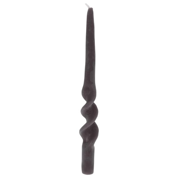 Candela decorativa, forma ritorta, set di 2, candela d‘atmosfera, antracite, Ø 2,5 x 25 cm
