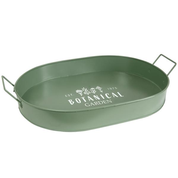 Set di 2 vassoi da portata in metallo, Retro, Verde / Bianco, 39 x 24 x 7 cm