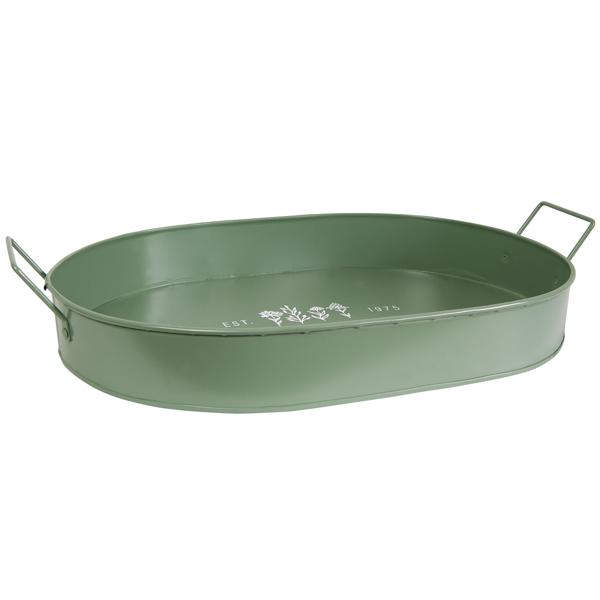 Set di 2 vassoi da portata in metallo, Retro, Verde / Bianco, 39 x 24 x 7 cm