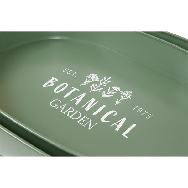 Set di 2 vassoi da portata in metallo, Retro, Verde / Bianco, 39 x 24 x 7 cm
