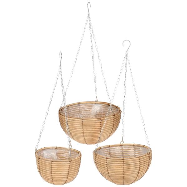 Grapevine, set of 3, beige, wicker pots