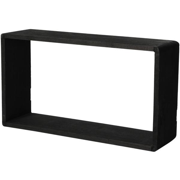 Set di 3 mensole sospese, nero, rettangolare, cubo per mensole