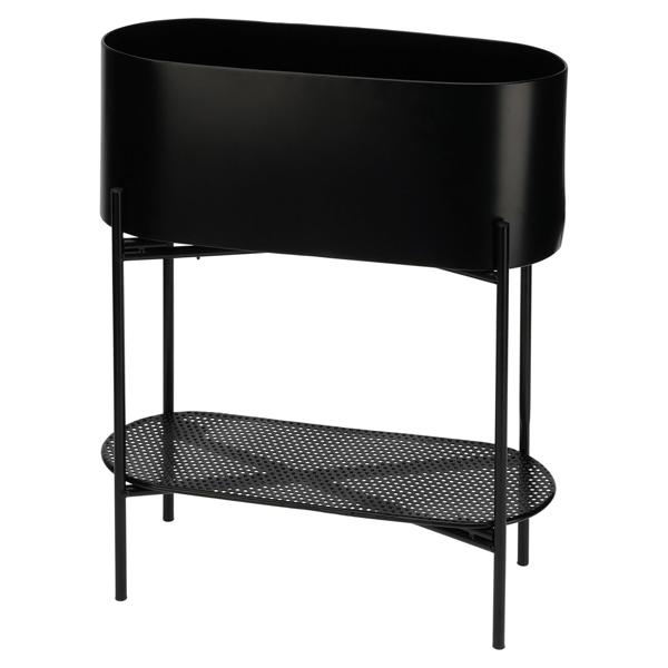 Elegante set di 2 supporti per piante in metallo, nero, 2 misure - Robusto supporto per fiori, look moderno, 50x60/40x45 cm