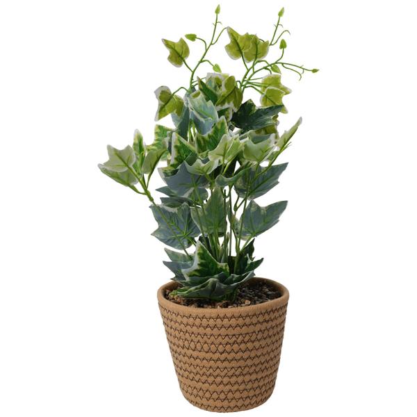 Pianta artificiale di edera in vaso di corda di cotone, 38 x 14 cm