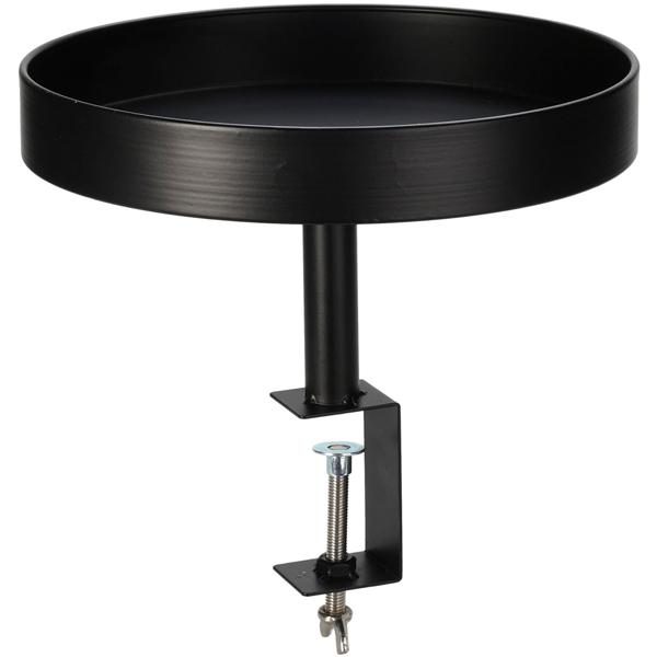 Beistelltisch zum Anklemmen - Rund, Schwarz, Ø 28x26 cm - Praktischer Balkon & Tisch Beistelltisch bis 6,5 cm Plattendicke - Robustes Metall, wetterbeständig