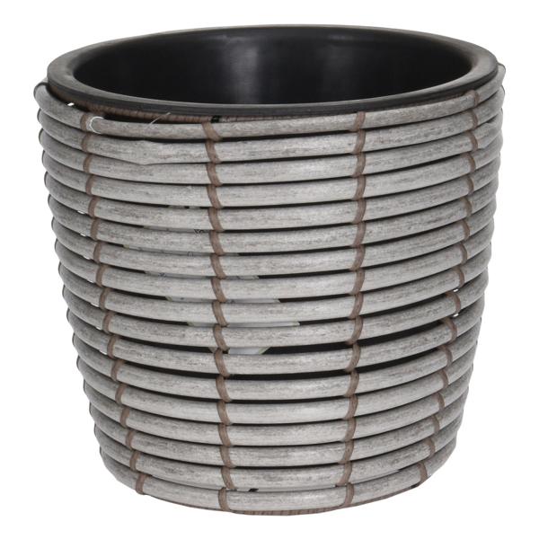 3er-Set Grau Blumentöpfe mit Korbmuster - Stilvolles Pflanzentopfset aus robustem Polypropylen - Übertöpfe in 3 Grössen (Ø 25/31/40 cm)