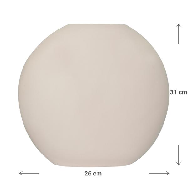 Steingut Vase lasiert - elegante Blumenvase creme 26x8x31 cm - formschönes ovales Design - robuste hochwertige Steinfertigung für langanhaltende Blumenfrische