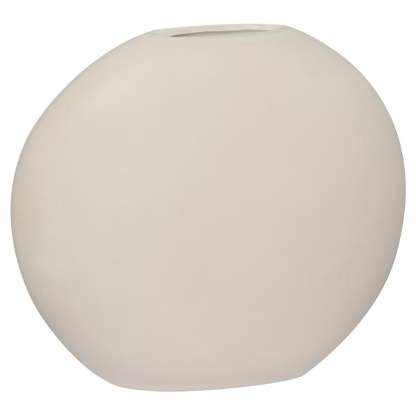 Steingut Vase lasiert - elegante Blumenvase creme 26x8x31 cm - formschönes ovales Design - robuste hochwertige Steinfertigung für langanhaltende Blumenfrische