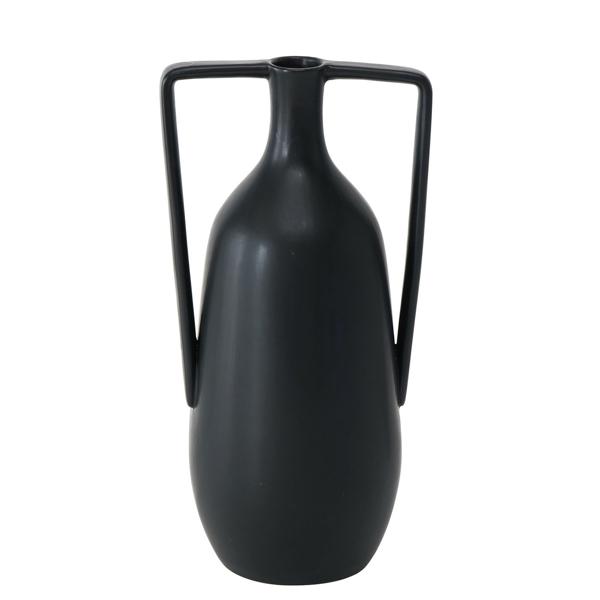 Steingut Vase Schwarz - Extravagantes Blumenvase Design für Zuhause & Gastronomie - Lasiert, Robust, 18x35x16cm - Hohe Qualität & Langlebigkeit