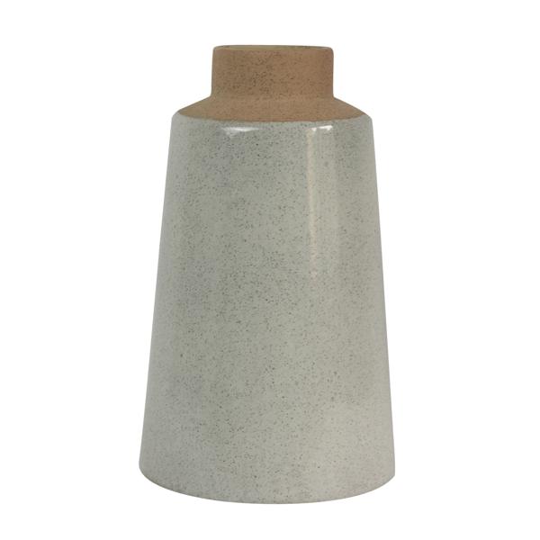 Steingut Vase beige-hellgrau - Vintage-Look Blumenvase - Robust & hochwertig - 19x12 cm - Ideal für frische Blumen & Dekoration - Modernes Design
