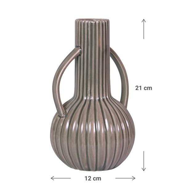 Vase en faïence, vase de fleurs lasuré en forme de cruche, vert, 12 x 12 x 21 cm