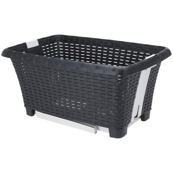 Folding laundry basket with legs, anthracite/grey, 60 x 40 x 58 cm - plastic laundry rack, ergonomic & space-saving