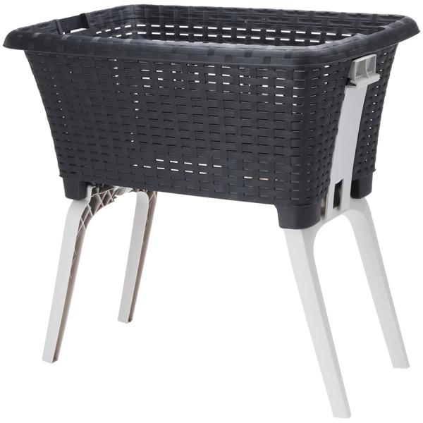 Folding laundry basket with legs, anthracite/grey, 60 x 40 x 58 cm - plastic laundry rack, ergonomic & space-saving