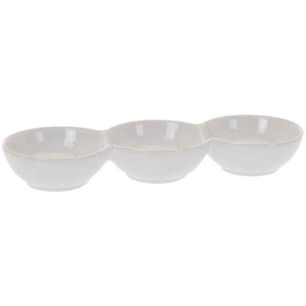 Snack-Schalen-Set 3-teilig - Edle Porzellan Apéro-Schalen für Nüsse, Chips & Trockenfrüchte - Ideal für Filmabende & Partys - 23x7.6x3.3cm