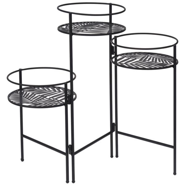 Set di 3 portafiori di design, in metallo, nero, 66x22x49cm - Eleganza senza tempo per le vostre piante - Robusto supporto per vasi da fiori