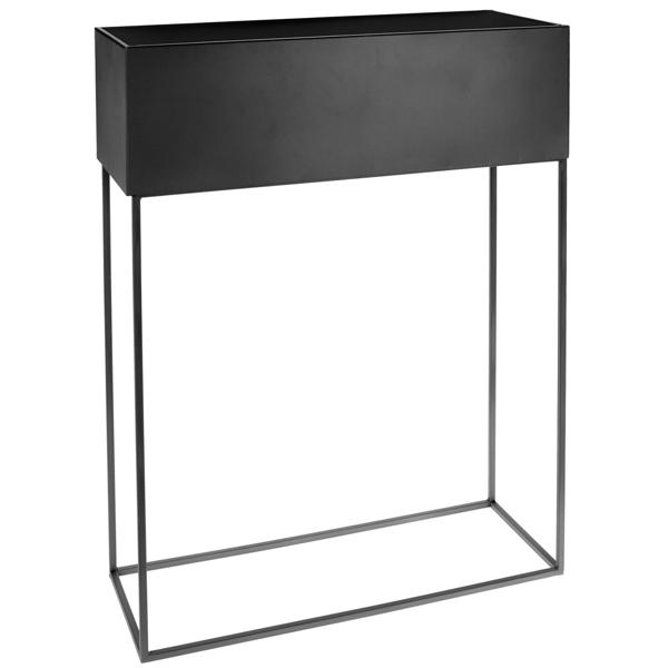 Set élégant de 3 supports pour plantes : en métal, rectangulaire, noir, 3 tailles - supports robustes pour pots de fleurs pour le jardin, le balcon & l‘appartement