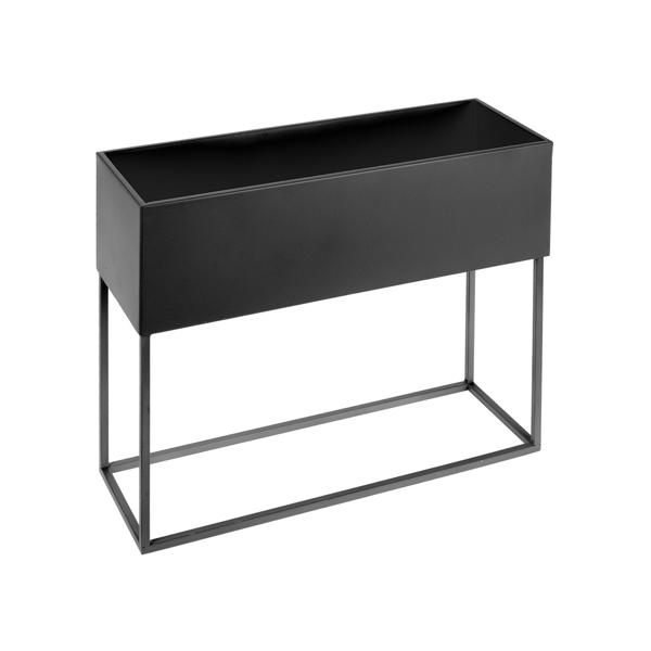 Set élégant de 3 supports pour plantes : en métal, rectangulaire, noir, 3 tailles - supports robustes pour pots de fleurs pour le jardin, le balcon & l‘appartement