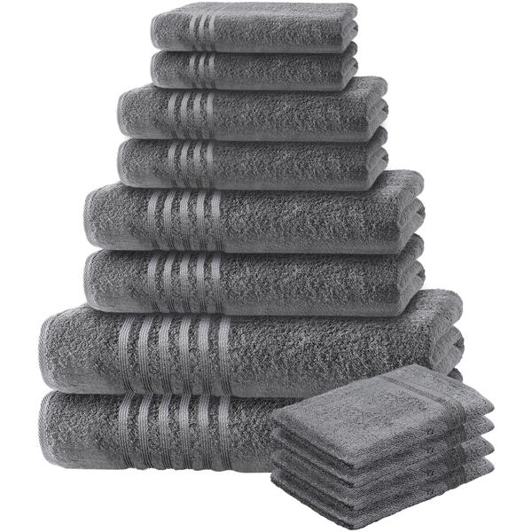 8-piece Casativo towel set, bath, shower and hand towels, anthracite + 4 free washcloths