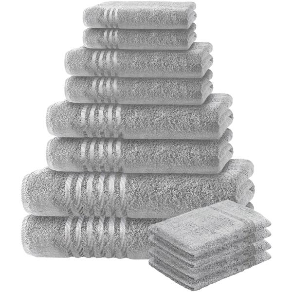 8-tlg. Handtuchset Casativo, Bade-, Dusch-, Handtücher, silber + gratis  4 Waschlappen
