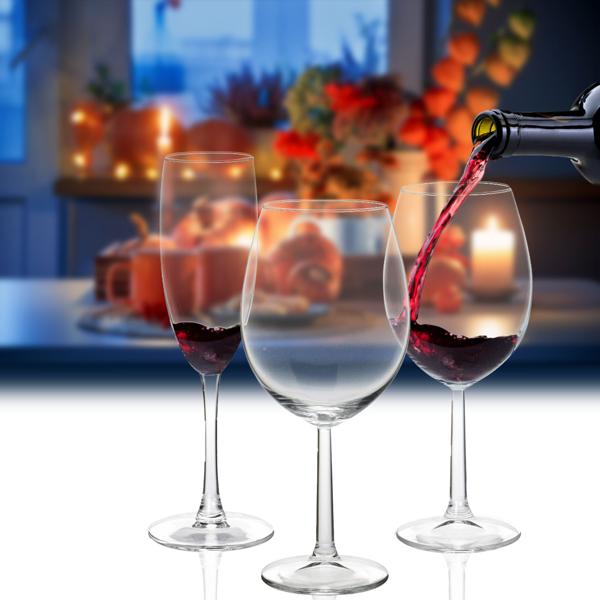 18-teiliges Sekt- und Weingläser-Set - Edle Gläser für Weinliebhaber und besondere Anlässe - 6 Sektgläser 6 Weissweingläser 6 Rotweingläser