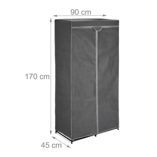 Stoffkleiderschrank Grau – Mobiler Faltschrank mit 6 Ablagefächern & Kleiderstange – 170x90x45cm – Ideal für Schlafzimmer, Camping – Robust & Platzsparend