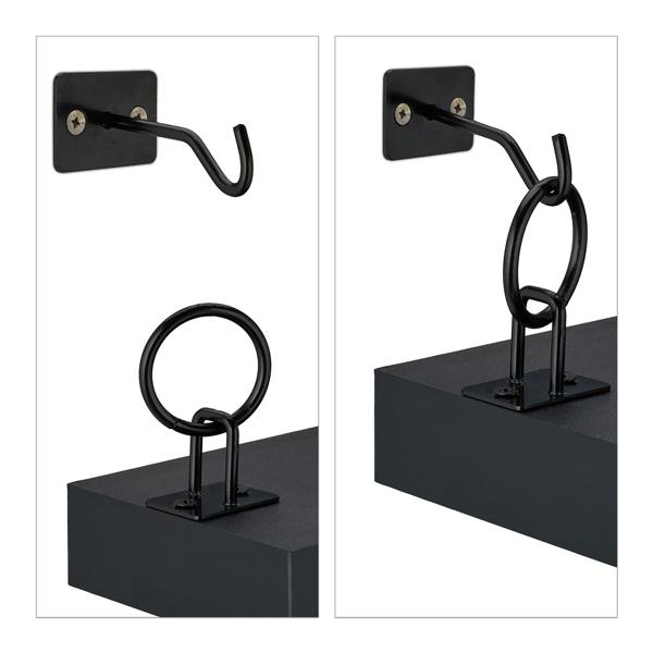 Lot de 2 étagères suspendues Industrial, étagères murales en bois et fer, chacune environ 13 x 48 x 12 cm