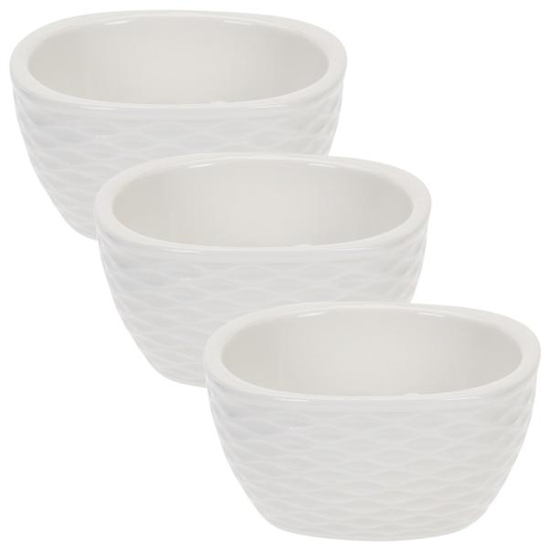Servier-Set 3 Schalen Porzellan - Für Snacks Dips & Desserts - Ø 9,5 x H 4,5 cm Beige gerippt - Vielseitig einsetzbar - Hochwertig & dekorativ