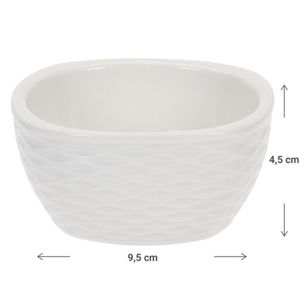 Servier-Set 3 Schalen Porzellan - Für Snacks Dips & Desserts - Ø 9,5 x H 4,5 cm Beige gerippt - Vielseitig einsetzbar - Hochwertig & dekorativ