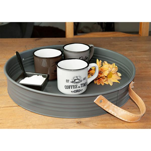 3er-Set Steingut Tassen - Vintage Kaffeetassen für perfekten Kaffeegenuss - 180ml Fassungsvermögen - Spülmaschinenfest & Wärmeisoliert