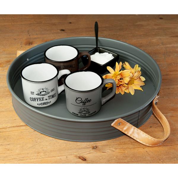 3er-Set Steingut Tassen - Vintage Kaffeetassen für perfekten Kaffeegenuss - 180ml Fassungsvermögen - Spülmaschinenfest & Wärmeisoliert