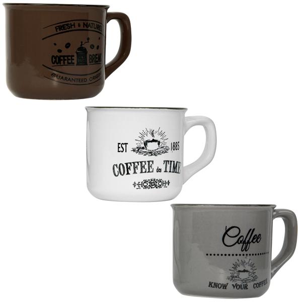 3er-Set Steingut Tassen - Vintage Kaffeetassen für perfekten Kaffeegenuss - 180ml Fassungsvermögen - Spülmaschinenfest & Wärmeisoliert