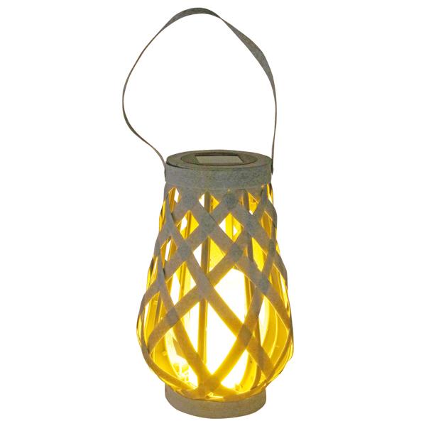 LED-Solar-Laterne Flammeneffekt - Garten Balkon Wohnzimmer Dekoration - Kunststoff grau 16x27cm - IP44 Spritzwassergeschützt Helligkeitssensor