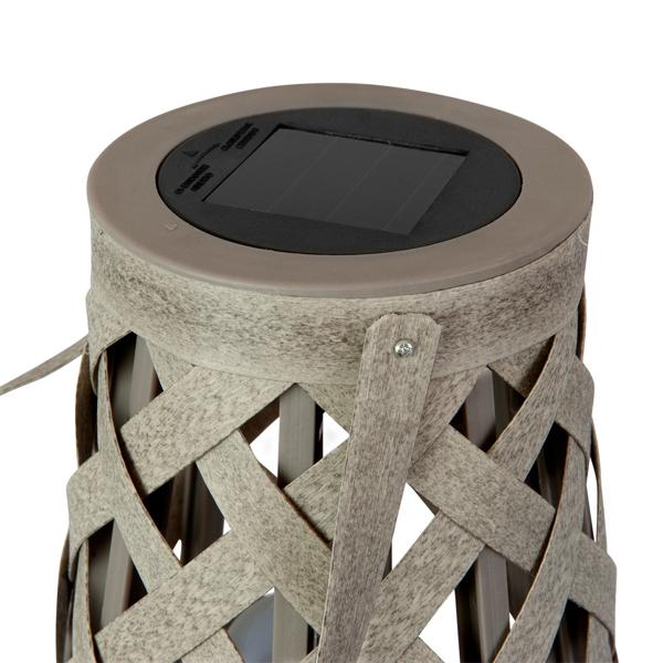 LED-Solar-Laterne Flammeneffekt - Garten Balkon Wohnzimmer Dekoration - Kunststoff grau 16x27cm - IP44 Spritzwassergeschützt Helligkeitssensor