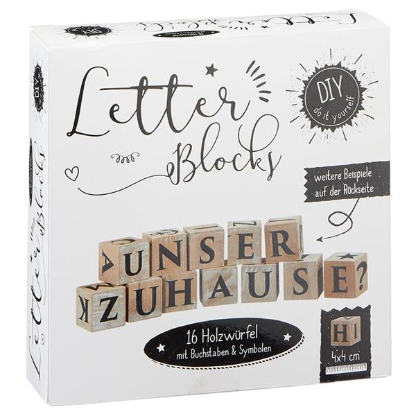 Cubes lettres en bois set de 16 – Idées déco créatives pour la maison et le bureau – Cubes 4 x 4 cm naturel/noir – Idéal comme cadeau pour mariage, baby shower, anniversaire