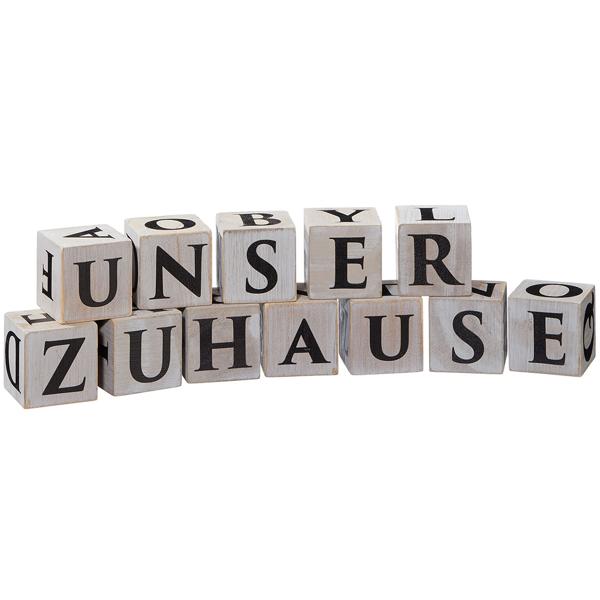 Cubes lettres en bois set de 16 – Idées déco créatives pour la maison et le bureau – Cubes 4 x 4 cm naturel/noir – Idéal comme cadeau pour mariage, baby shower, anniversaire