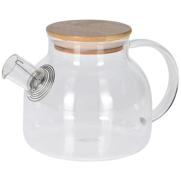 Glass teapot with bamboo lid and filter, 1000 ml
