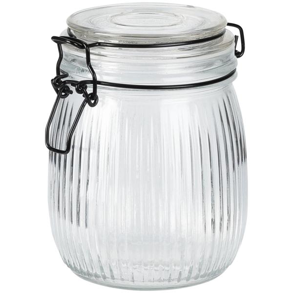 Vorratsglas 750ml mit Bügelverschluss - Transparentes Glas mit 3D-Muster - Ideal für Küche, Mini-Bar, trockene Lebensmittel - Nicht spülmaschinengeeignet