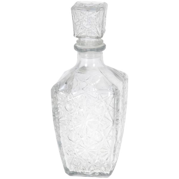 Whiskey-Karaffe aus Glas - Eleganter Dekanter für Whisky, Sherry, Cognac, Likör - 900 ml Volumen, 9x9x24 cm, mit Glas-Deckel und Schliff-Design