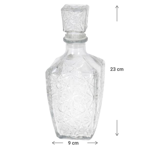 Whiskey-Karaffe aus Glas - Eleganter Dekanter für Whisky, Sherry, Cognac, Likör - 900 ml Volumen, 9x9x24 cm, mit Glas-Deckel und Schliff-Design
