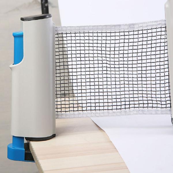 Tischtennisnetz ausziehbar - Netz zur Tischfixierung - bis zu 180 cm - Cliptechnik - stabil, leicht, blau/grau Kunststoff - für Büro, Zuhause, Park