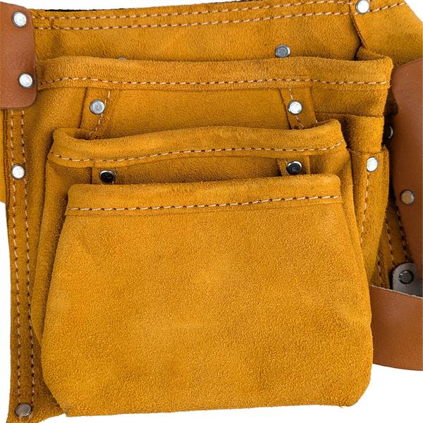 Ceinture porte-outils en cuir robuste – Tablier porte-outils avec poche à clous, porte-marteau & poches à outils – Brun – Pour artisans & projets DIY